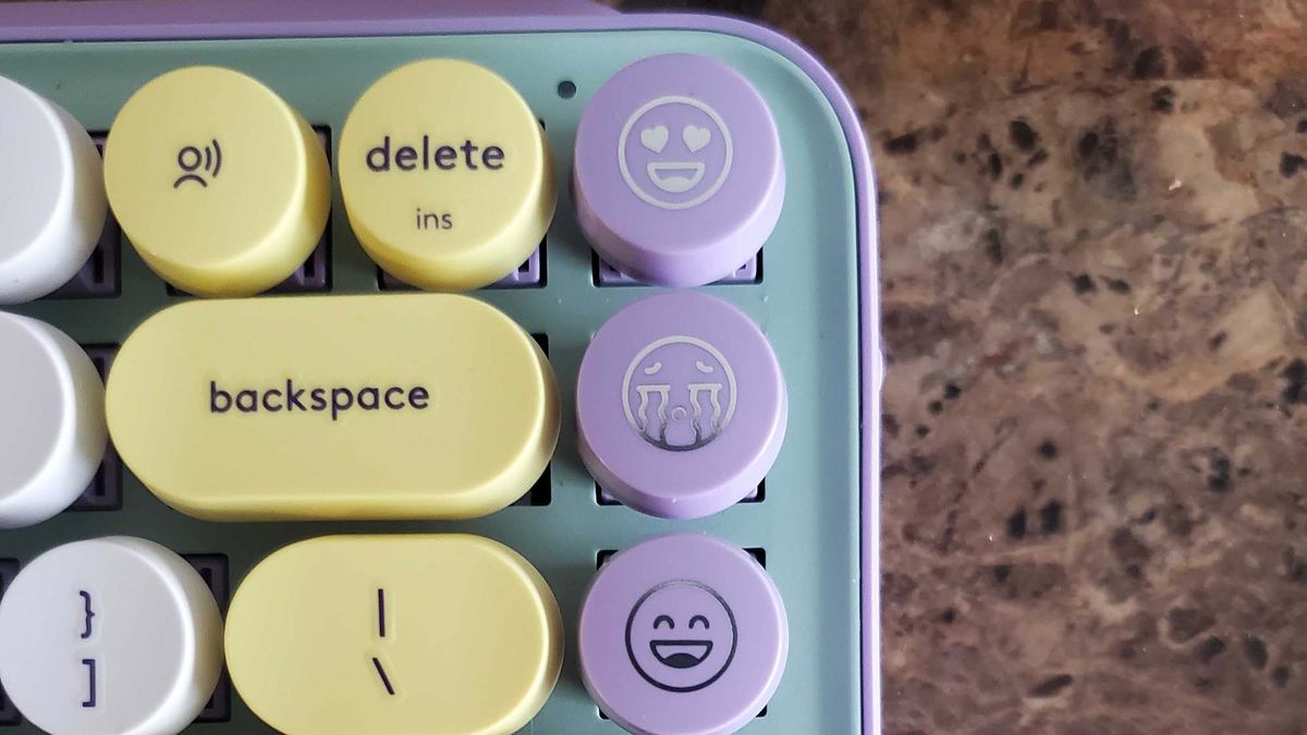 A closeup of the keys of the Logitech POP Keys keyboard