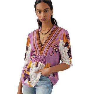 Anthropologie purple summer blouse