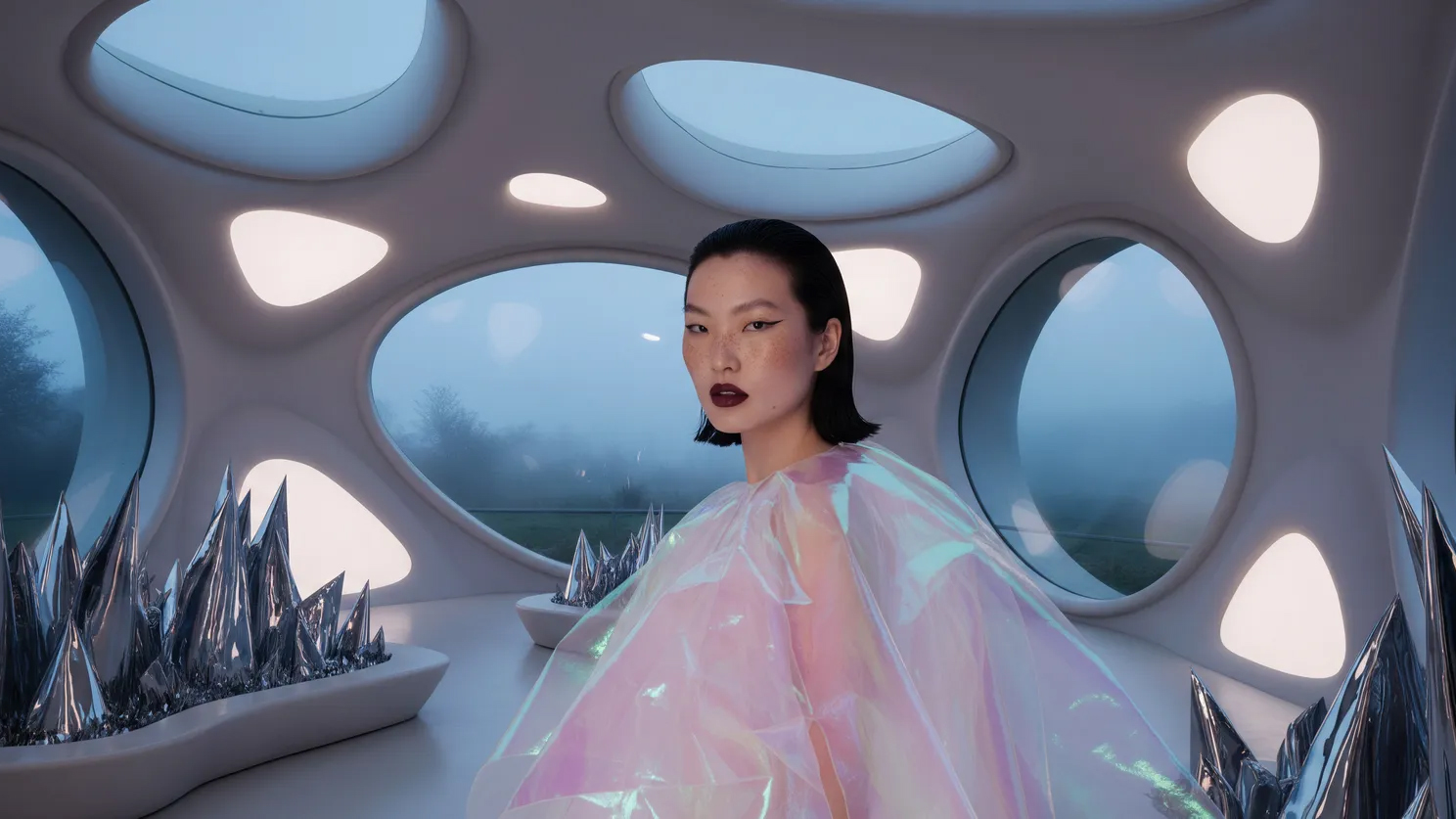 A sample graphic generated by Google Imagen 4 of a person in a futuristic environment