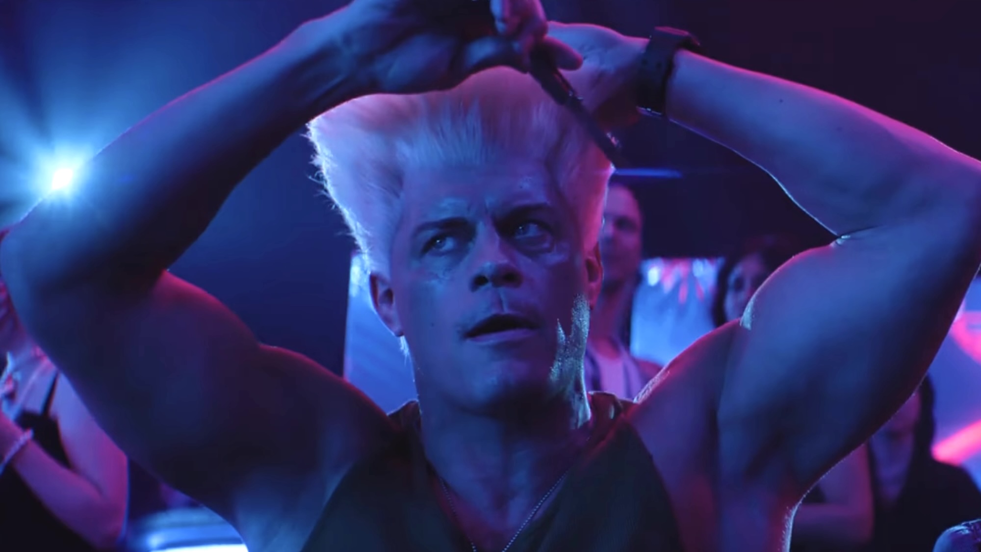 Guile combing his hair standing at a bar in Street Fighter (2026)