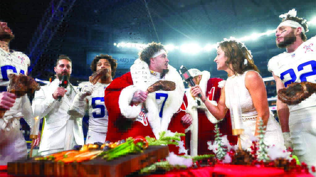 Byron Murphy Jr. of the Minnesota Vikings is interviewed by Netflix&rsquo;s Diana Russini following the Vikings&rsquo; Christmas Day win over the Detroit Lions.