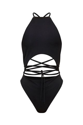Black High Rise Wrap Around Swimsuit