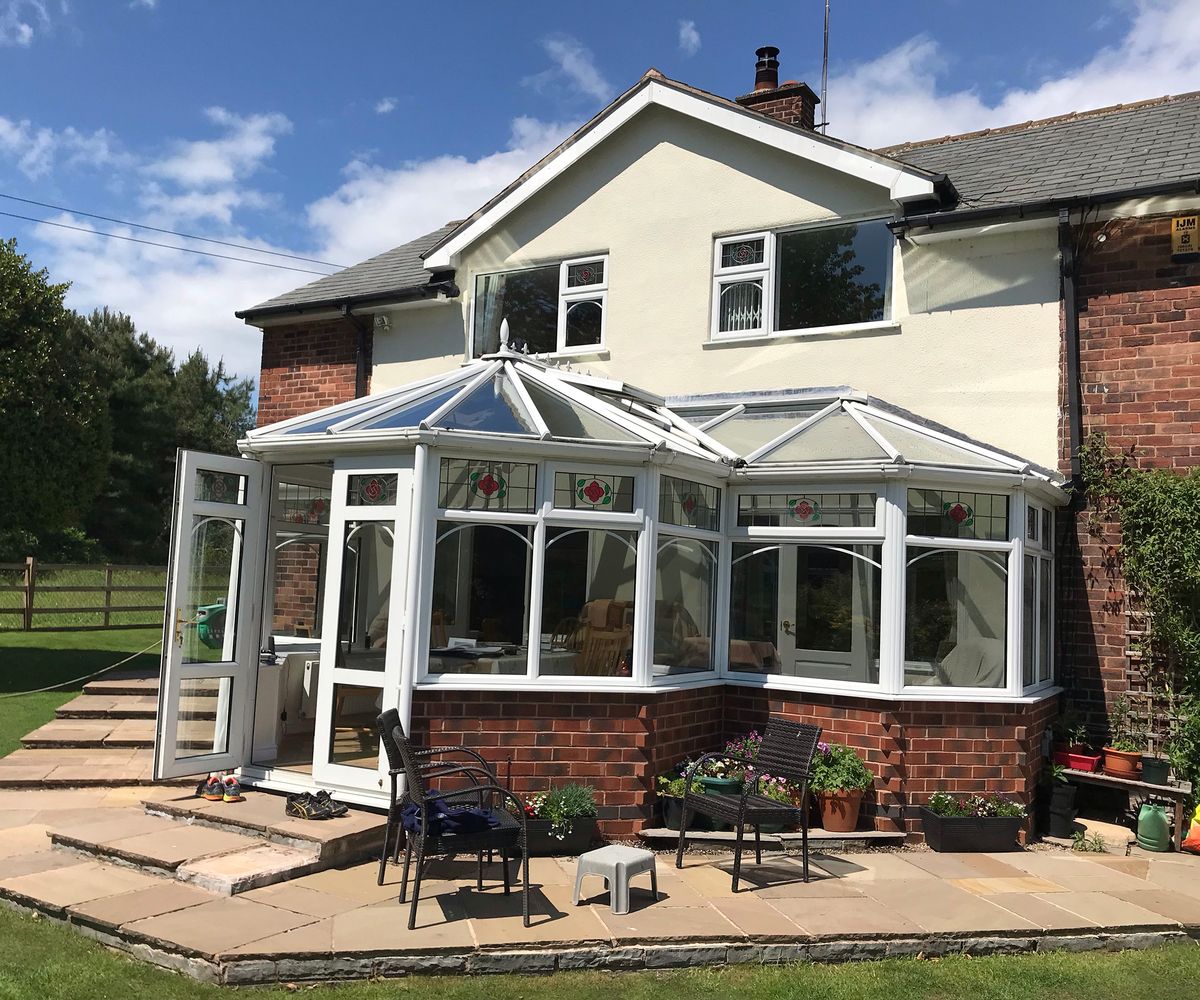 old glass conservatory roof