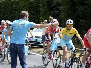 Vincenzo Nibali takes his feed-bag on stage three of the 2014 Tour de France