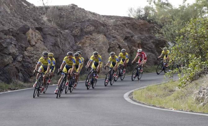 Tinkoff-Saxo get in the miles in Gran Canaria.