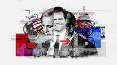 Illustration of Kevin McCarthy, Matt Gaetz amid chaotic shapes