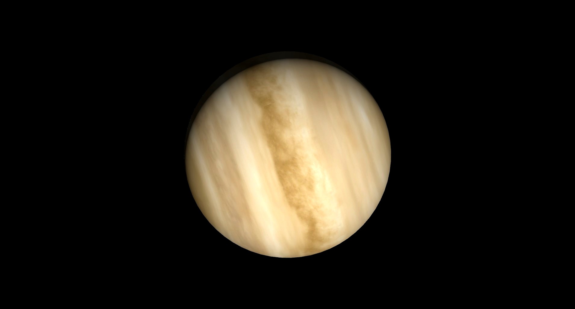 رسم سماء الليل يُظهر منظرًا عن قرب لكوكب الزهرة محاطًا بالغيوم.