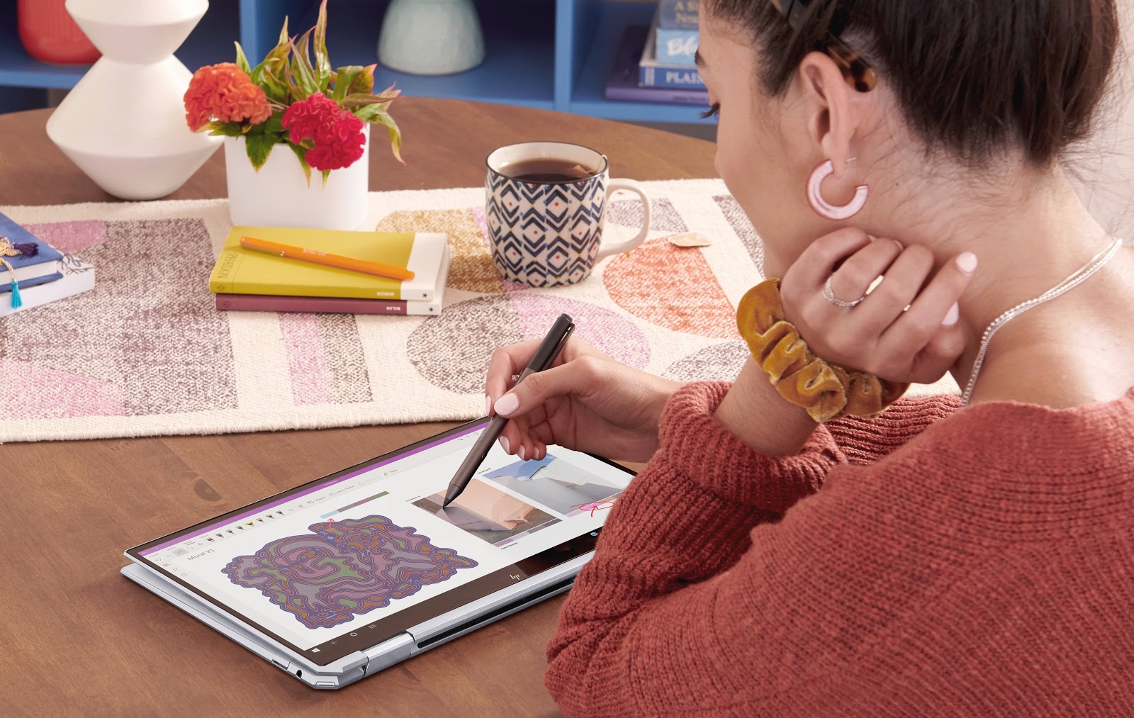 HP Intel Evo laptop being used with a digital pen.