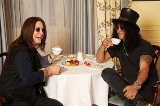 Chin chin, Slash and Ozzy take tea at the Dorchester a few days before Slash hands him his Living Legend gong
