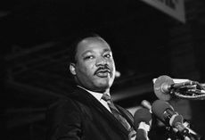 Dr. Martin Luther King, Jr. -- speaking to a mass rally April 3 in Memphis