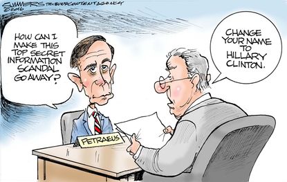 Political Cartoon U.S. Hillary Petraeus