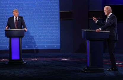 U.S. President Donald Trump and Democratic presidential nominee Joe Biden participate in the first presidential debate at the Health Education Campus of Case Western Reserve University on Sep