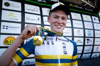Thomas Benton (InForm TMX Make) wins the Australian U23 road race title 