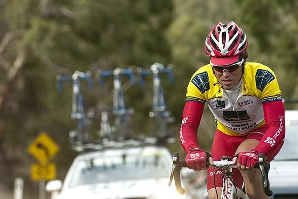 Left to lament: Rhys Pollock (Drapac Porsche) lost touch with a small second group on the road and finished thirteenth 2:37 minutes behind winner Cameron Peterson (Virgin Blue/RBS Morgans).