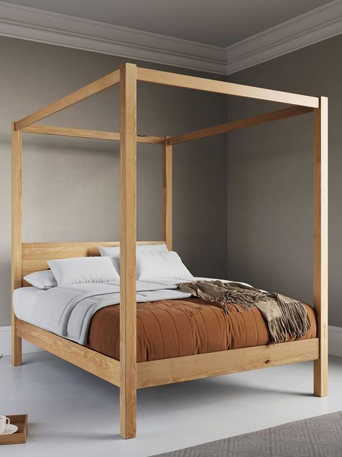 Get Laid Beds Honey Four Poster Classic Square Leg Solid Wood Bed