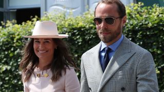 Pippa Middleton and James Middleton attends day 7 of the Wimbledon 2019 Tennis Championships at All England Lawn Tennis and Croquet Club on July 08, 2019 in London, England.