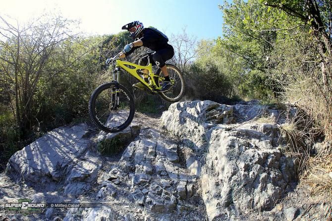 A rider on some rocks