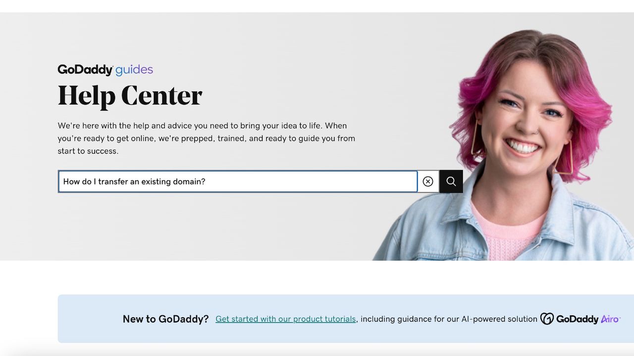 Screenshot of Help Centre web page, with photo of smiling woman