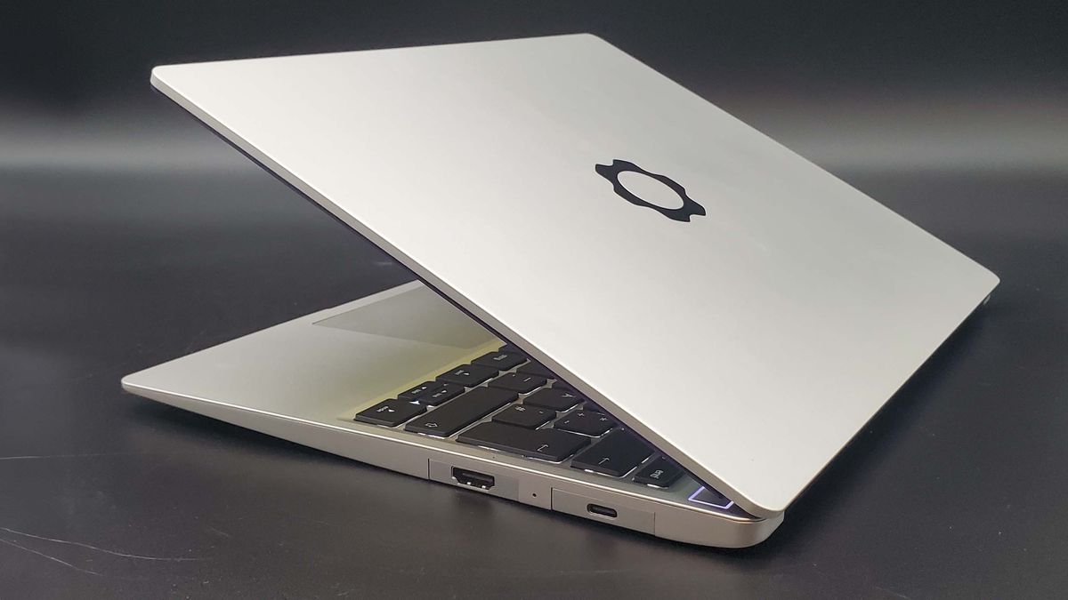Framework 13 laptop on a dark grey background