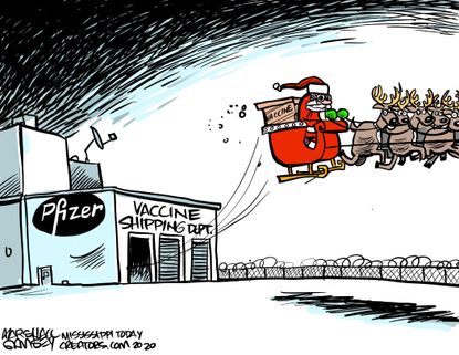 Editorial Cartoon U.S. Christmas Pfizer COVID vaccine