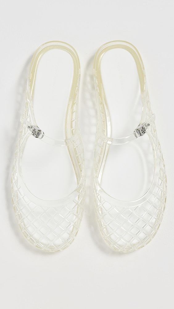 Mellow Mary Jane Jelly Flats - Clear/silver
