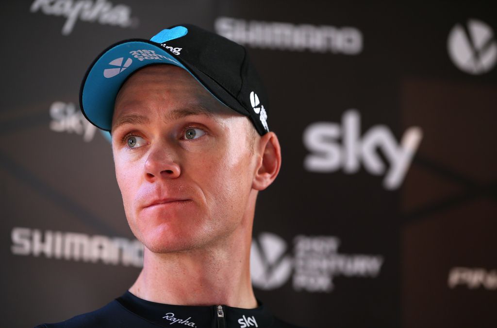 A focused Chris Froome during the Team Sky rest day 2 press conference