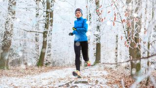 Woman running in winter