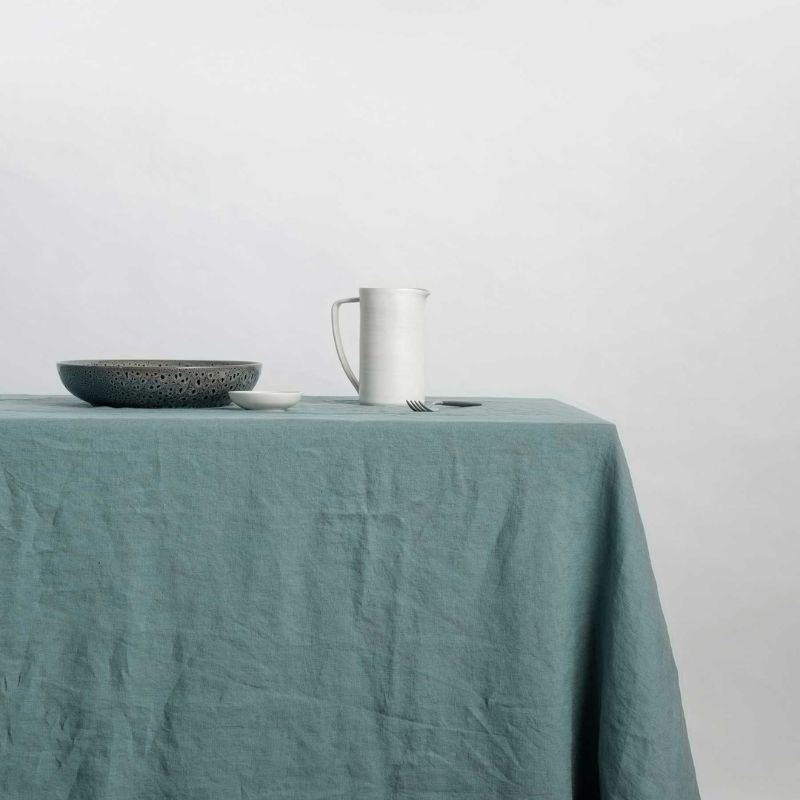 teal tablecloth