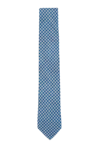 Silk Medallion-Print Tie in Navy