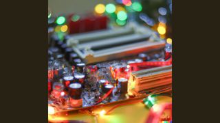 A motherboard with fairy lights, generated by AI