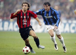 Andrea Pirlo in action for AC Milan against Inter in 2004.