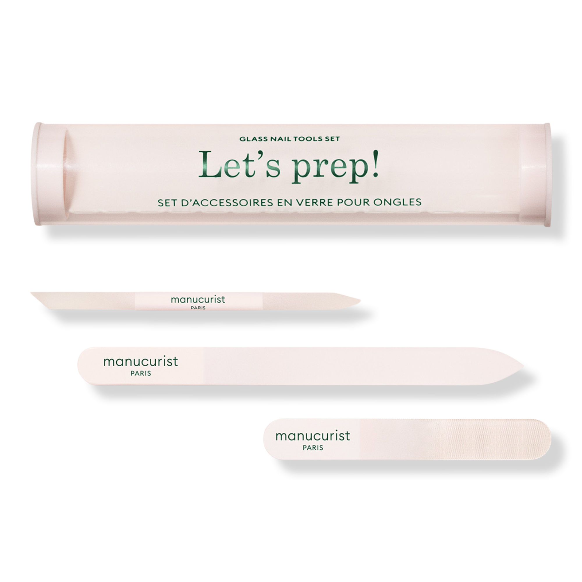 Glass Nail Prep Set - Nail File, Buffer and Cuticle Pusher