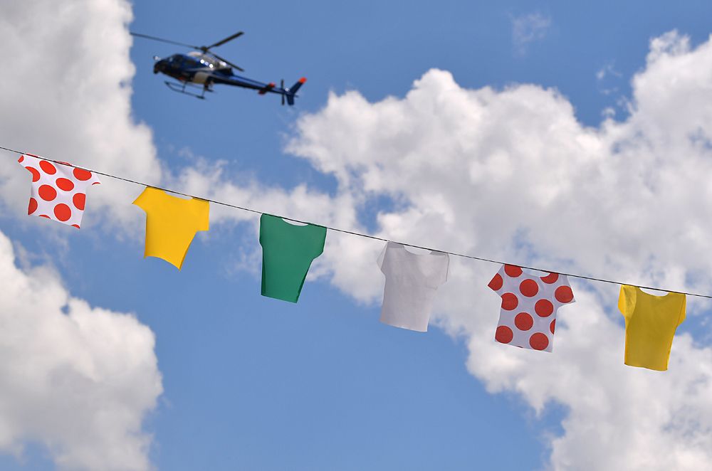 Helicopter and jerseys fly high at the Tour de France opening stage