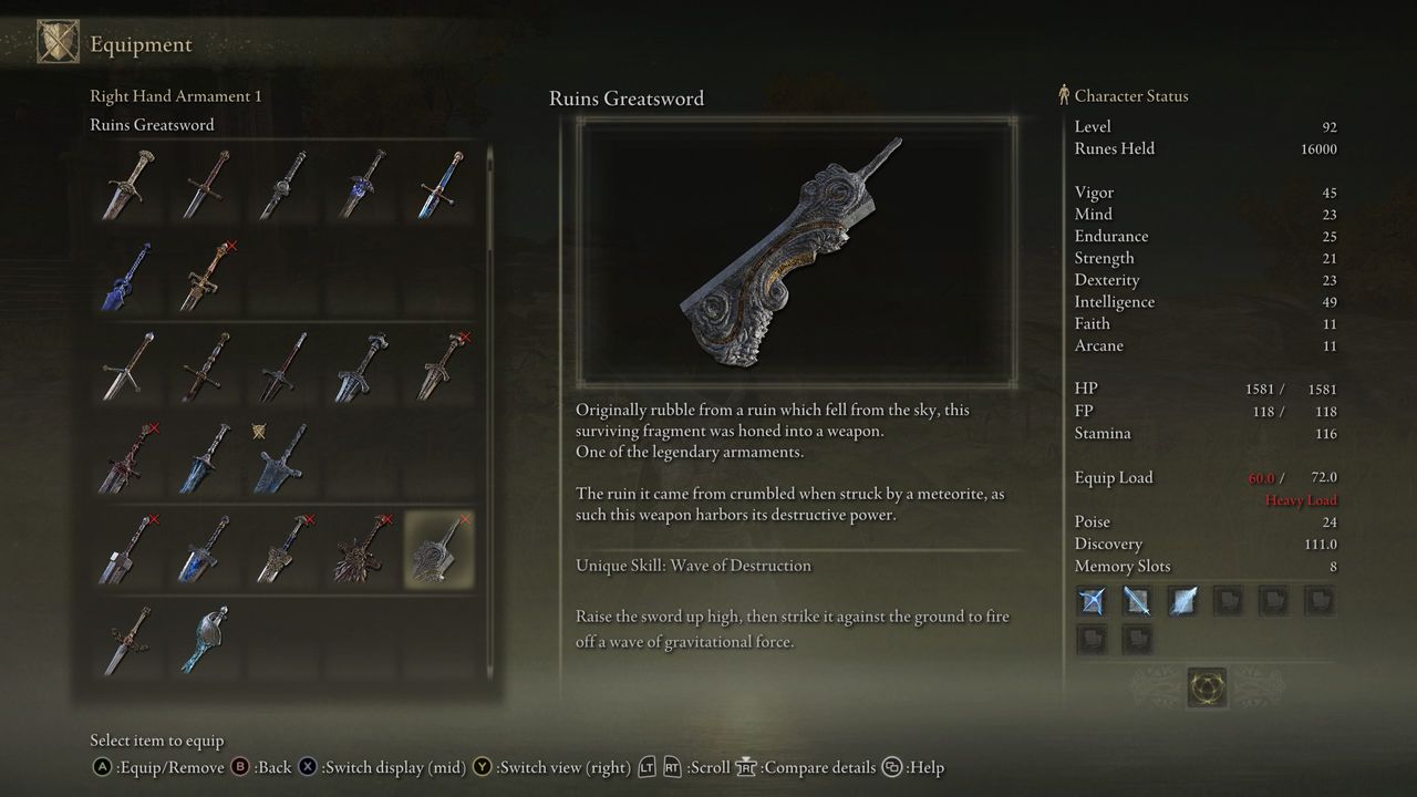 ruins greatsword lore