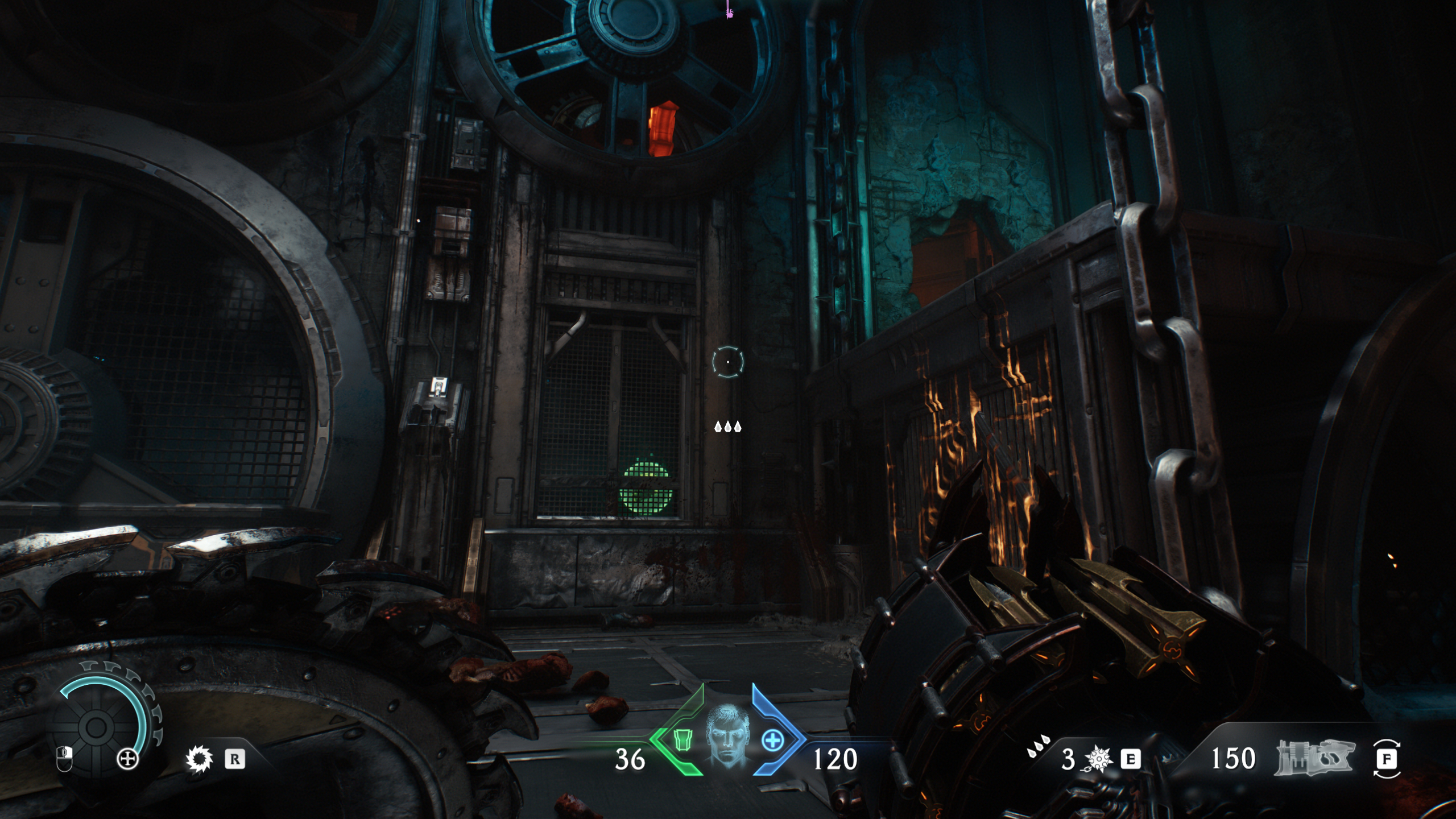 Doom: The Dark Ages Siege Part 2 secrets -A life sigil behind a fence, with a climbing wall on the right.