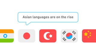 The top five growing languages include Hindi, Japanese, Korean, and Turkish.