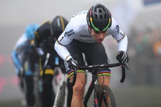A face of concentration from Wout Van Aert (Crelan-Vastgoedservice)