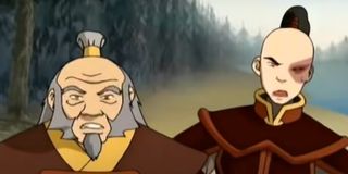 Iroh and Zuko watching their ship sail in Avatar: The Last Airbender.