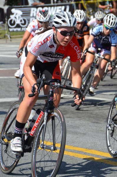 A Ride Clean rider sprints through turn 5.