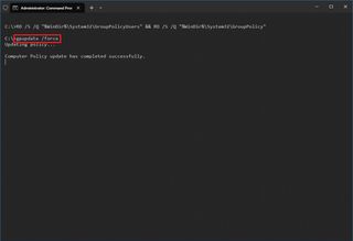 Group Policy force update command