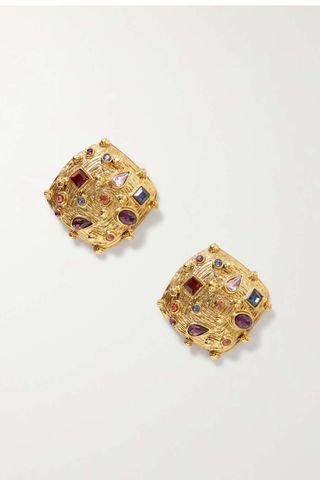 Jennifer Behr Deon Gold-Plated Crystal Earrings