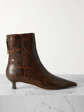 Zoe Snakeskin Effect Pointed Toe High Boots