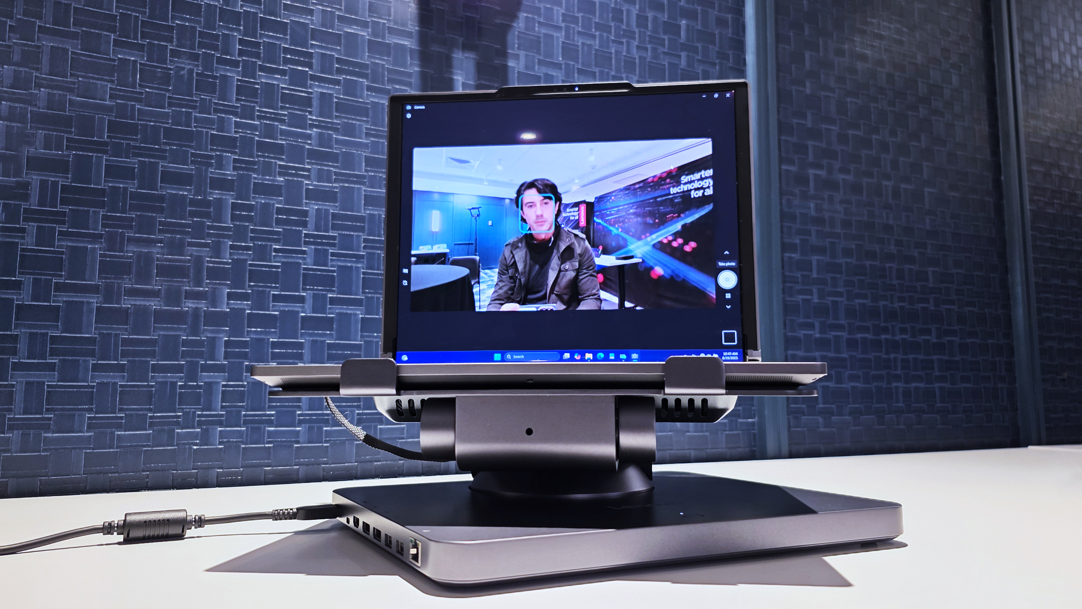 Images and photos of Lenovo&#039;s Smart Motion Concept, aka Project Ballet, a motorized and moving laptop stand, featured at IFA 2025 in Berlin, Germany.
