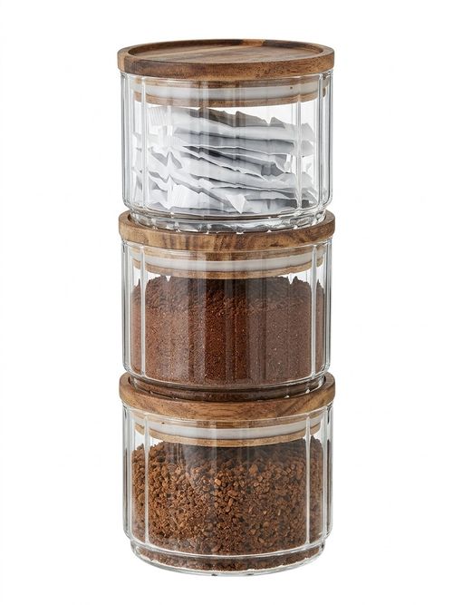 Acacia Ribbed Glass Stacker