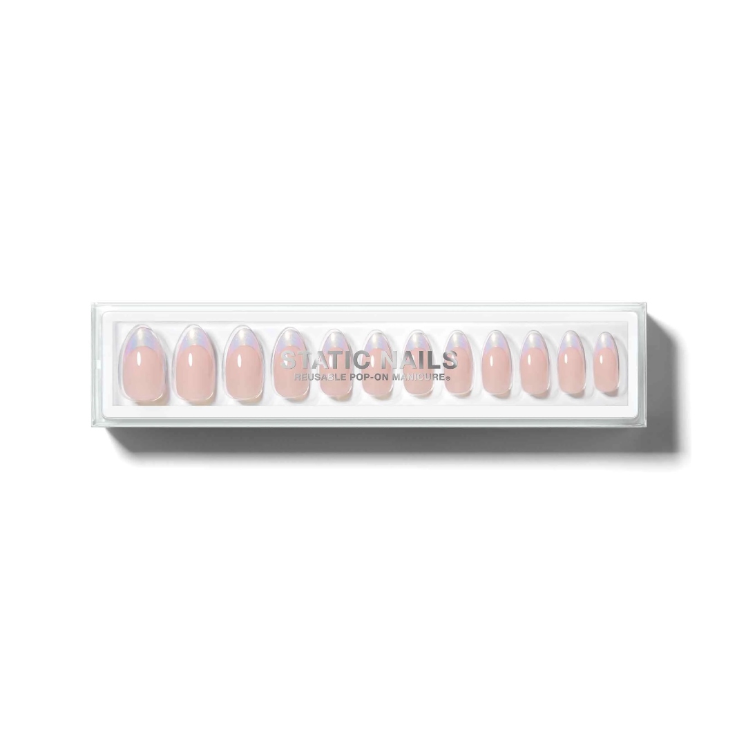 Static Nails Reusable Pop-On Manicures Opalescent French Almond