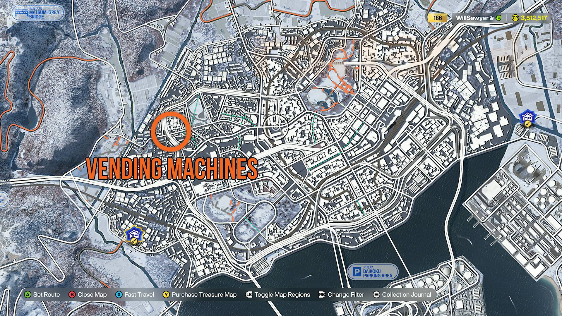 Forza Horizon 6 vending machines marked on tokyo city map