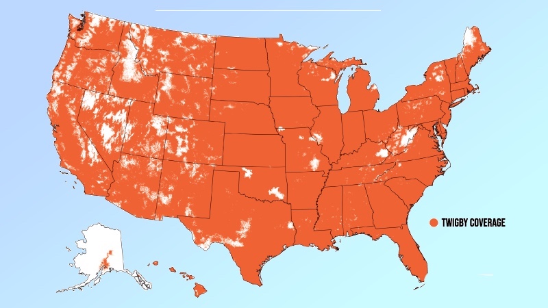 Twigby Mobile coverage map