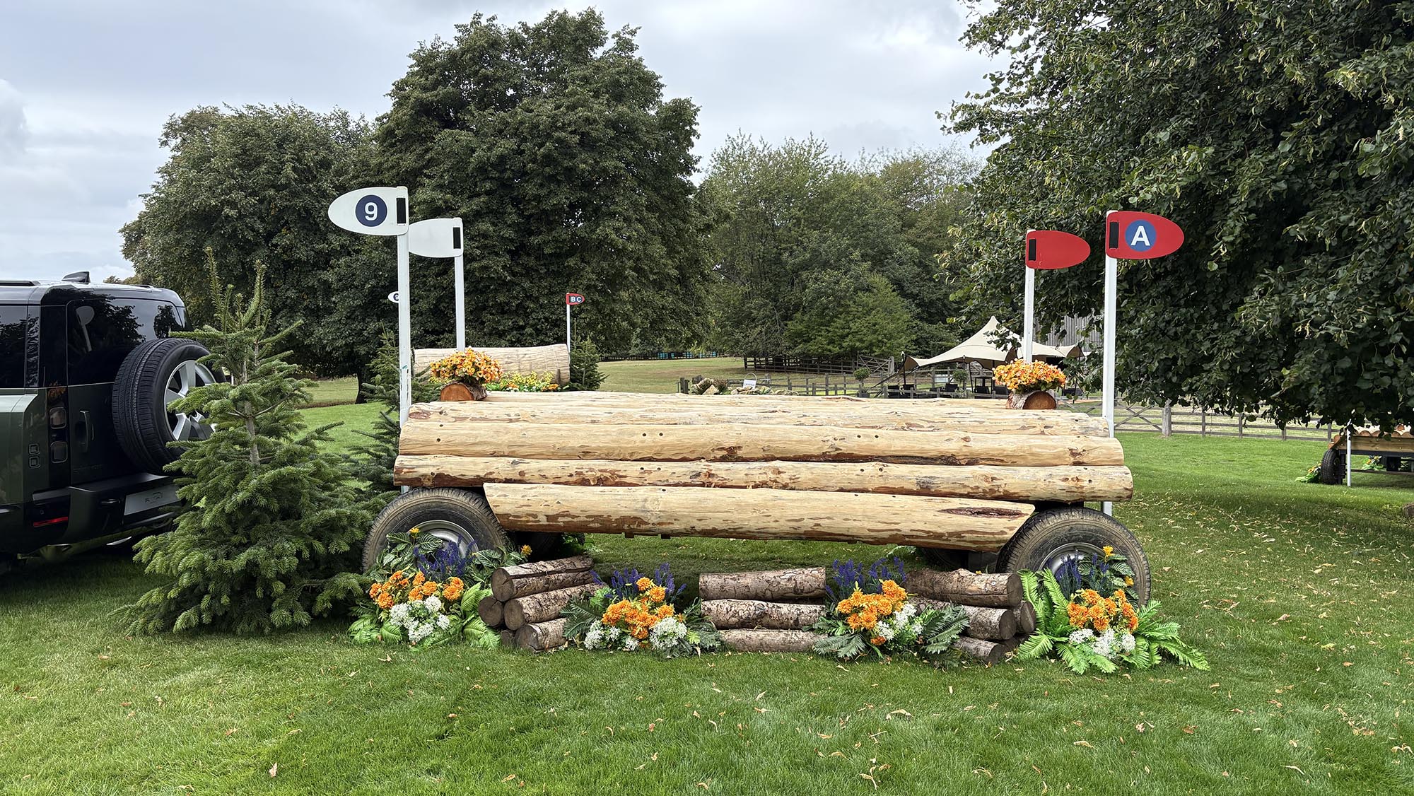 Wooden trailer fence on the Burghley cross-country course 2026