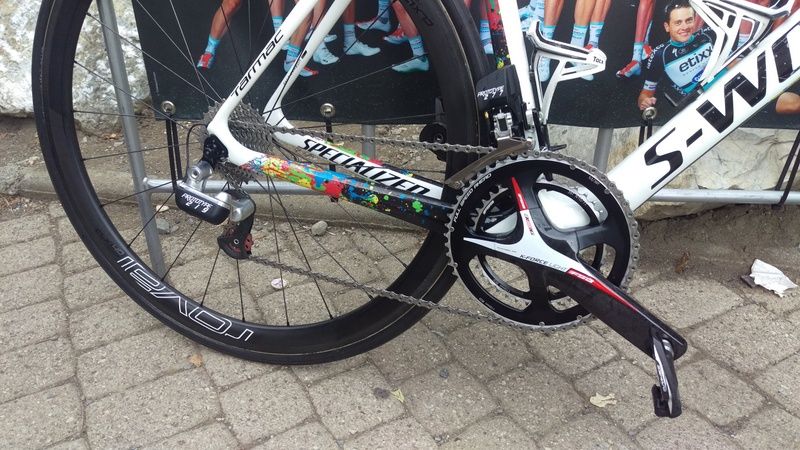 The front and rear derailleurs.