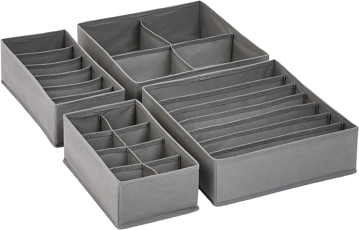 Amazon Basics Dresser Organizers for Undergarments, Set of 4, Grey